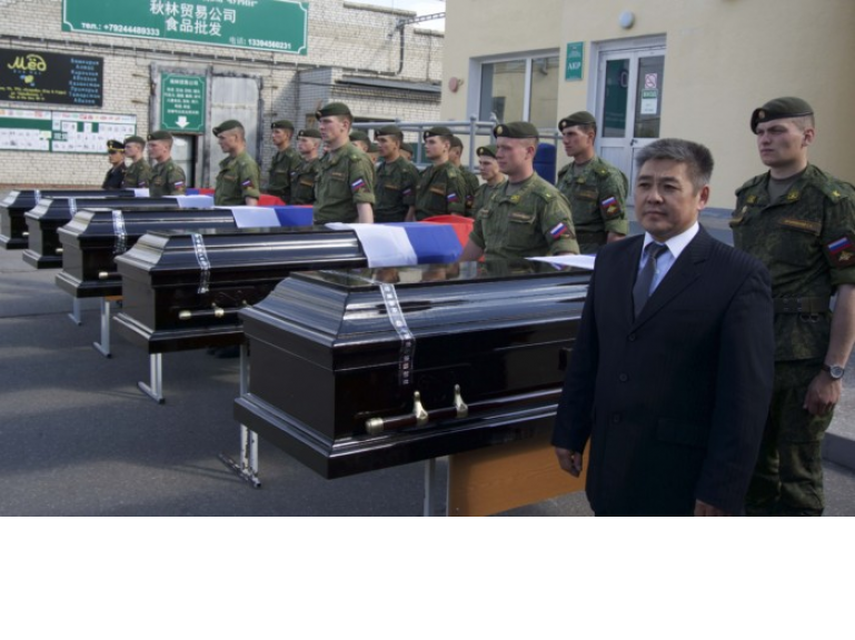 The ceremony of handing over Russian soldier’s remains